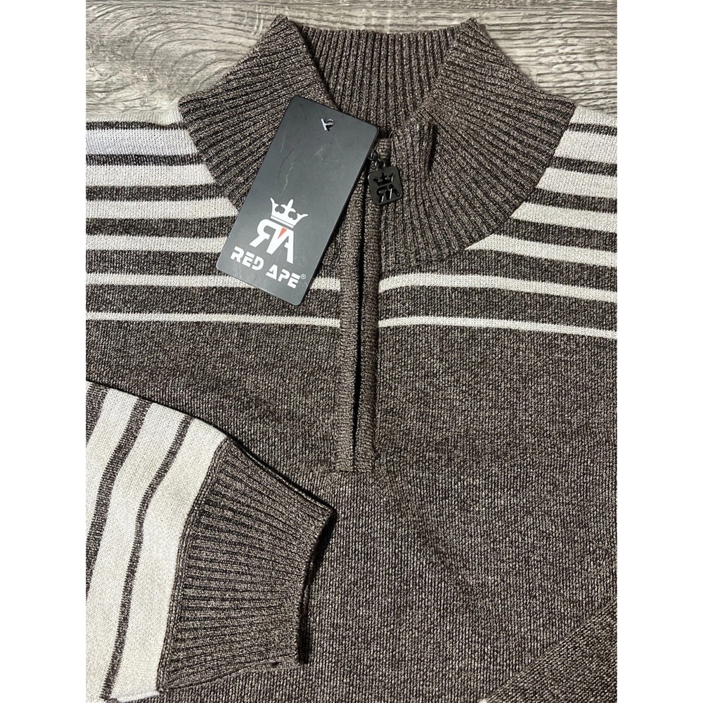 Red Ape 1/4 Zip Pullover Brown/Beige Striped‎ Sweater Size 4X, NWT